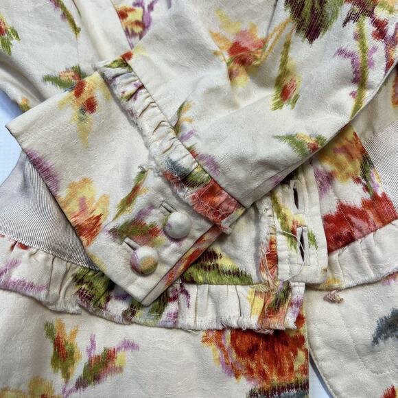 Elevenses Jacket Womens 0 Floral Print Button Front Peplum Hip Anthropologie - Picture 6 of 9